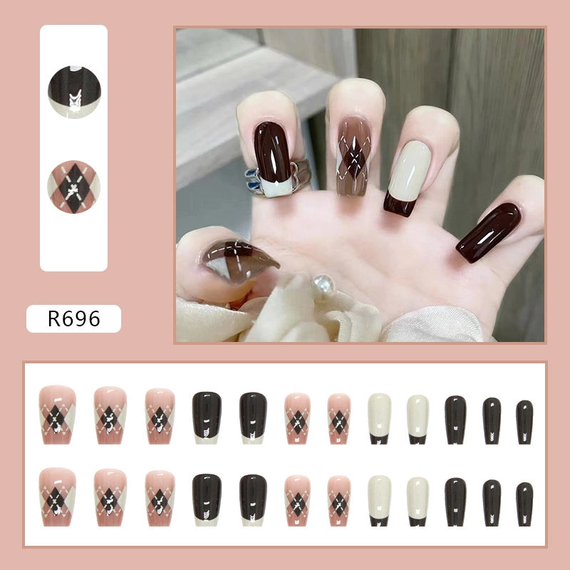 Simple And Cute Classic Style Autumn And Winter Wear Armor Cheap Hot Sale Nail Sticker Caramel Amber Finished Product Fake Nails