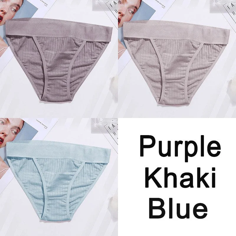 3PCS Women Cotton Panties Sexy Low Waist Underwear Panties Female Lingerie Underpants Hollow Heart Embossed Briefs Solid Color