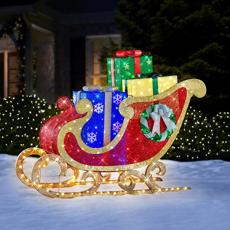 🔥kukelife🔥The 8' Christmas Spirit Twinkling Sleigh
