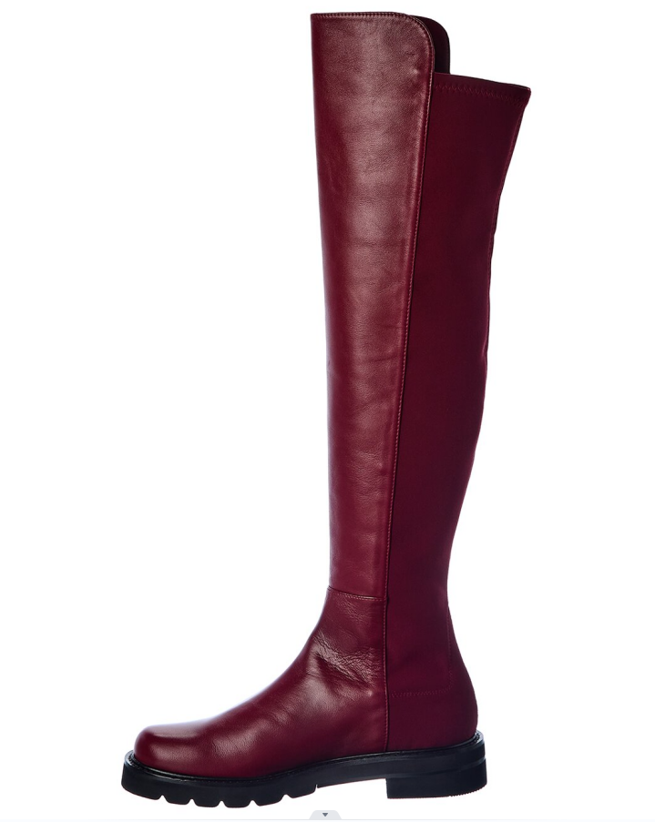 Custom Made Burgundy Boot Round Toe Block Heels Vintage Knee Boots |FSJ Shoes