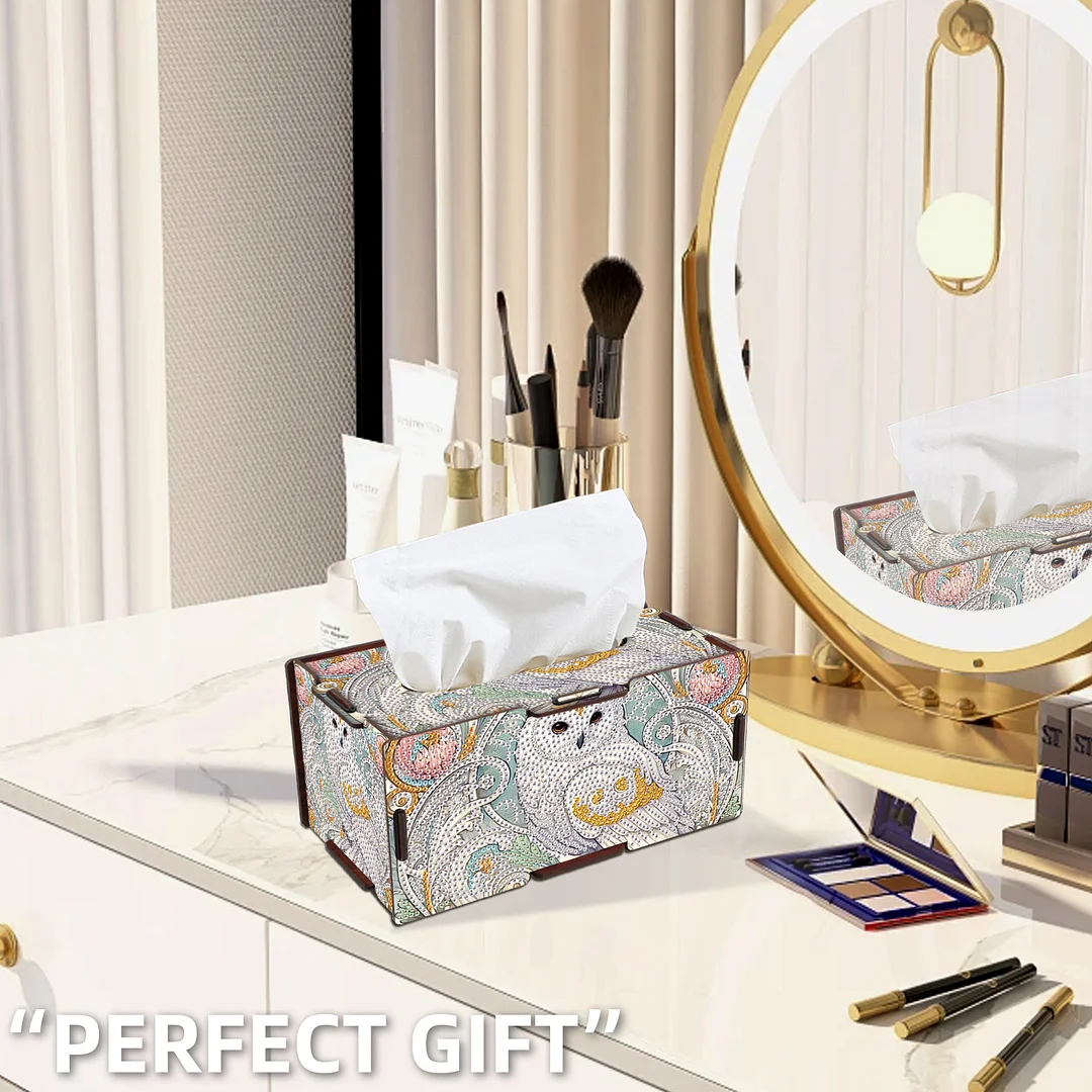 Wooden Diamond Painting Tissue Box for Home and Office Decoration (ZJH019)