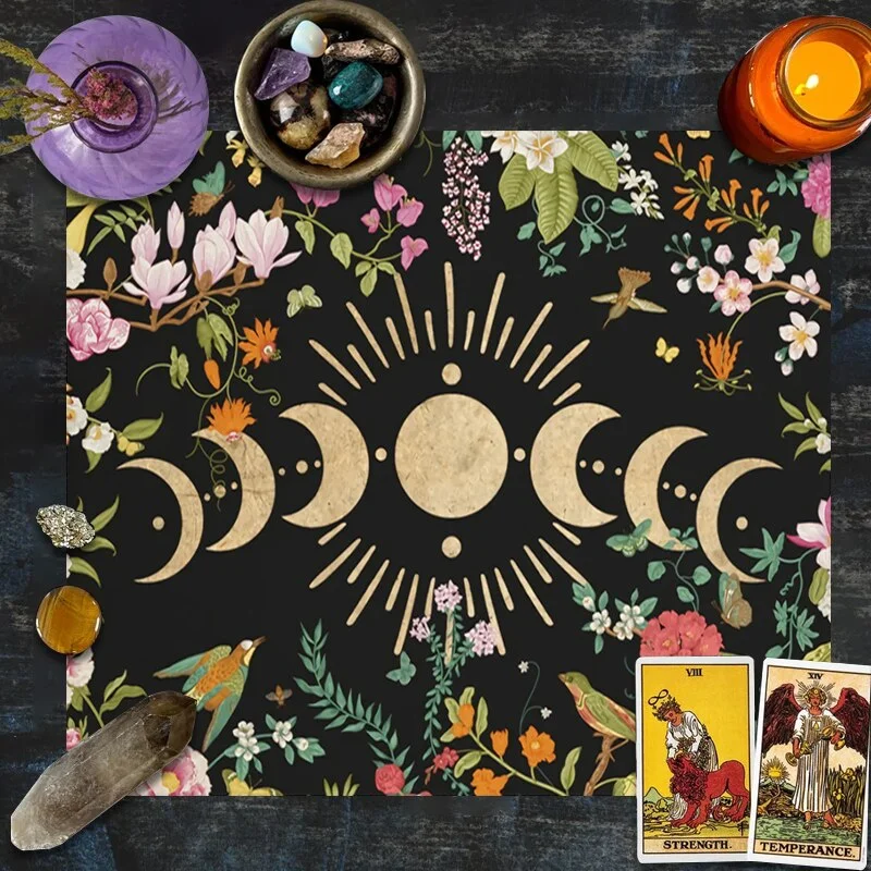 Nigikala Phase flower Altar Cloth Alter Cloth sun moon Botanical Tarot ...