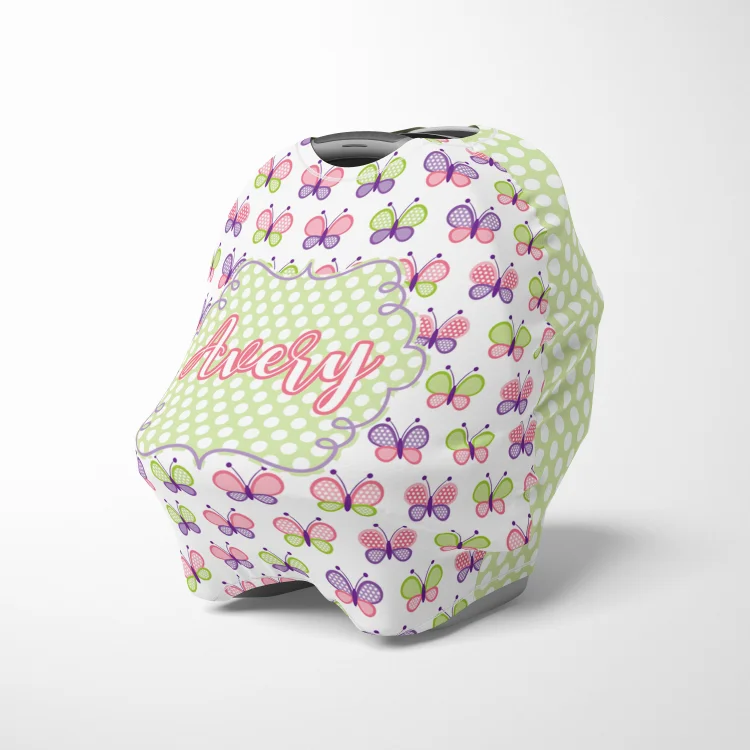 Personalized Butterflies Baby Car Seat Canopy| Canopyl149