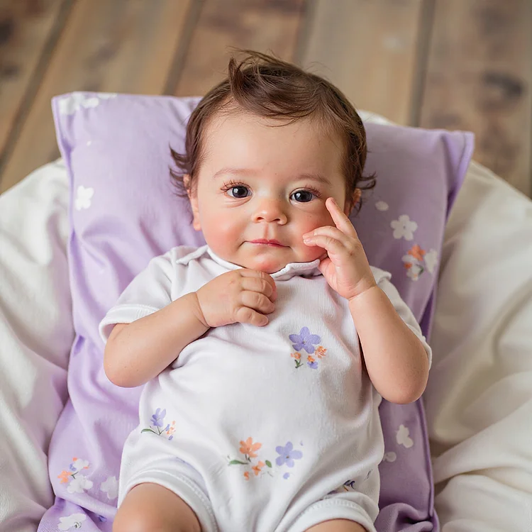 18" Real Lifelike Cute Awake Reborn Newborn Doll Named Elric with Brown Hair：Realistic Reborn Baby Dolls By Rsgdolls®