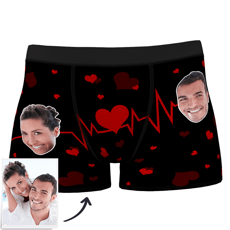 Custom Photo Man Boxer Couple Cardiogram