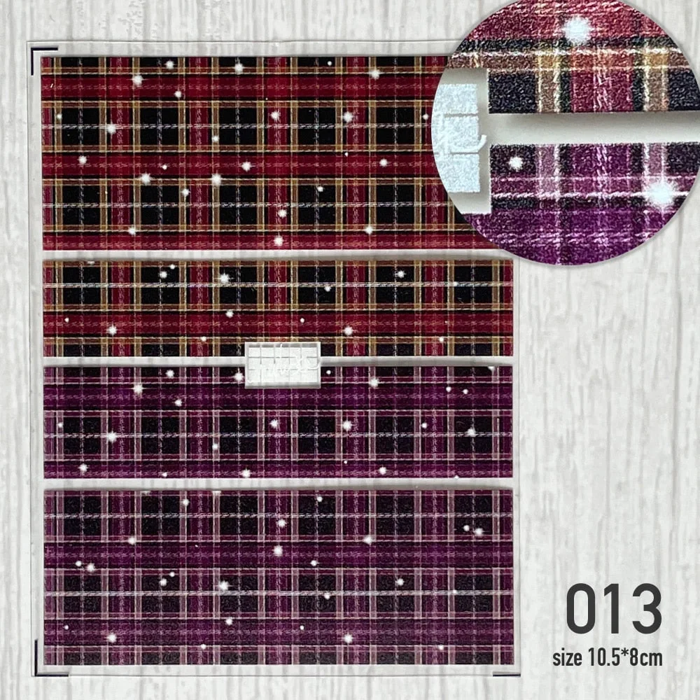 Beautizon 2021 New 3D Engraved Nail Stickers Checked pattern high quality Sticker Empaistic Butterfly Sticker