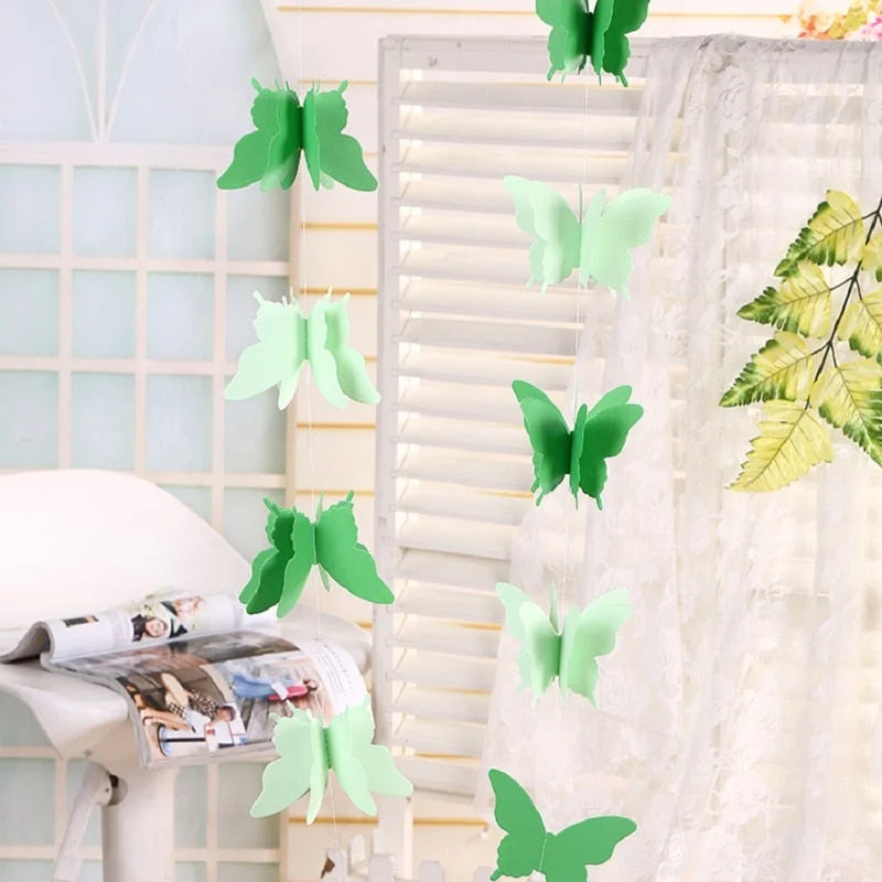 2.8m Colorful 3D Butterfly Paper Garland Banner for Birthday Party Baby Shower Decoration Wedding Decoration Supplies
