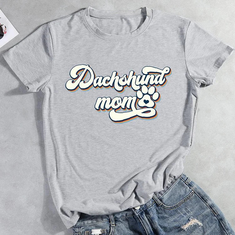 Dachshund mom Round Neck T-shirt-0026019