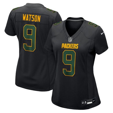 Women's Green Bay Packers #9 Christian Watson  Carbon Black Fashion Game Jersey