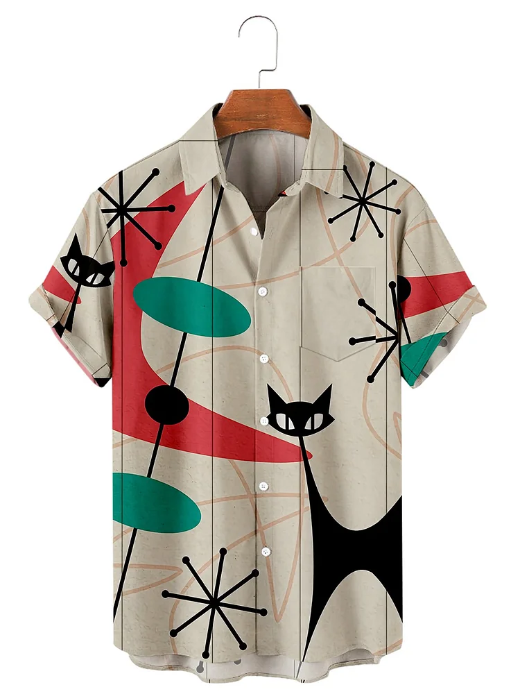Cute Couple Cat Hawaiian Shirts