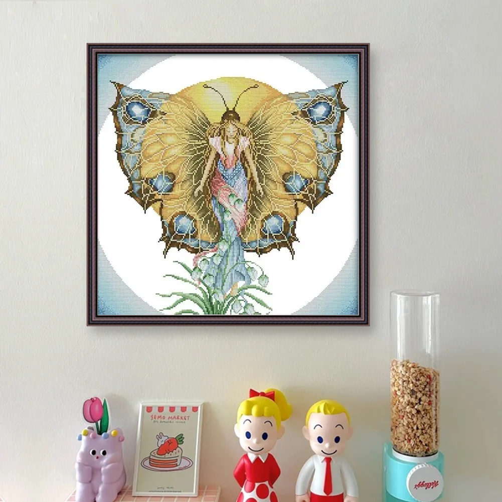 DIY Stamped Cross Stitch 14CT Partial Embroidery 46*46cm - Butterfly Fairy