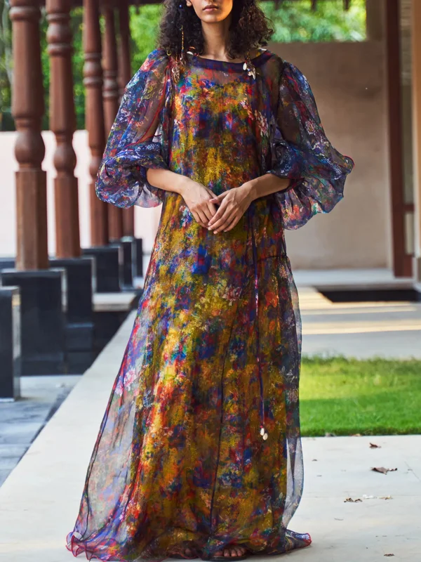 Elegant Chiffon Printed Ladies Dress 