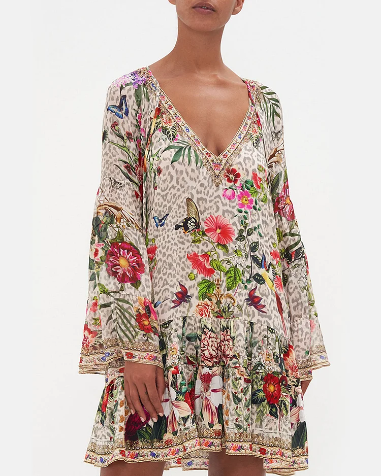 A-Line Gathered Panel Dress