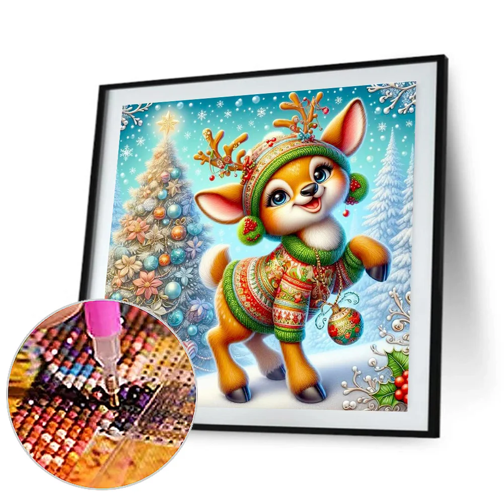 Diamond Painting - Full Round Drill - Xmas Deer(Canvas|30*30cm)
