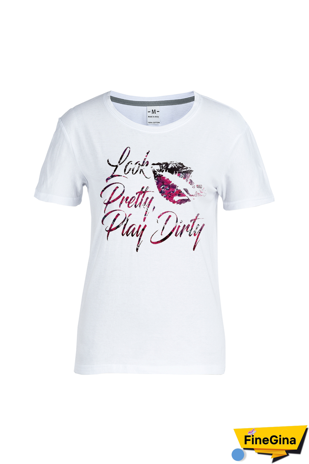 Black Casual Vintage Print Letter O Neck T-Shirts