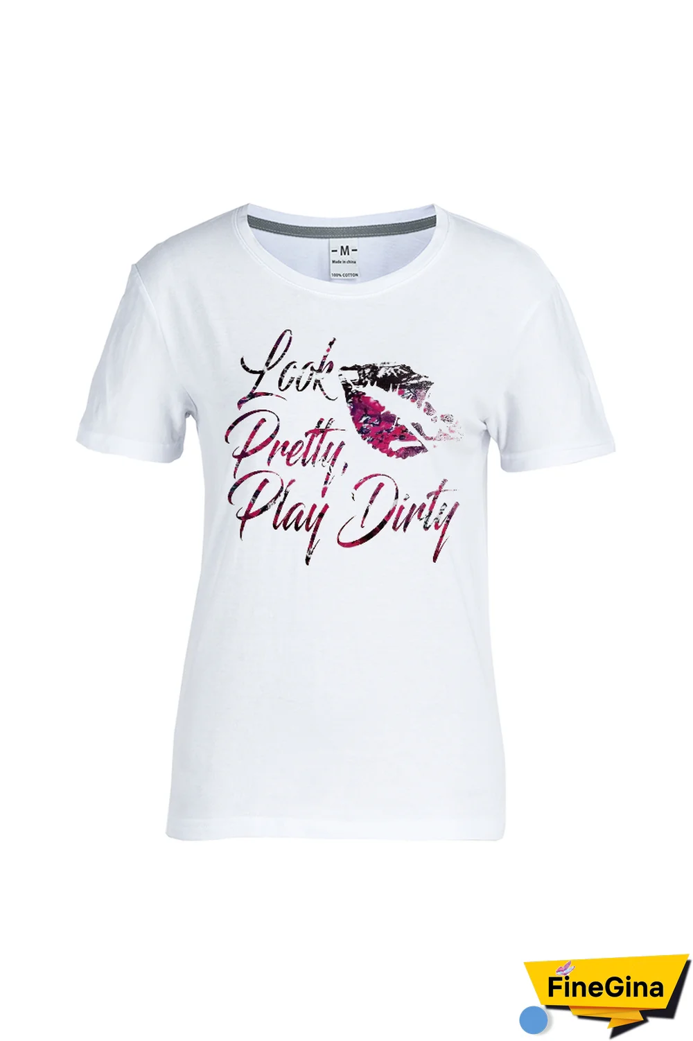 Black Casual Vintage Print Letter O Neck T-Shirts