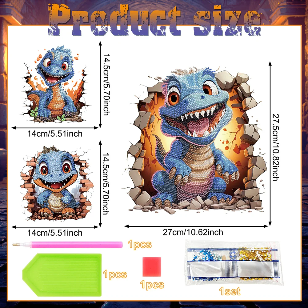 DIY Dragon Diamond Painting Sticker Diamond Art Craft Mosaic Sticker for Kid Gift