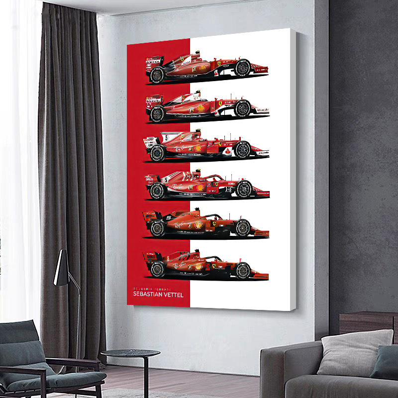 Sebastian Vettel's Ferrari Career: 2015-2020 Canvas Wall Art 