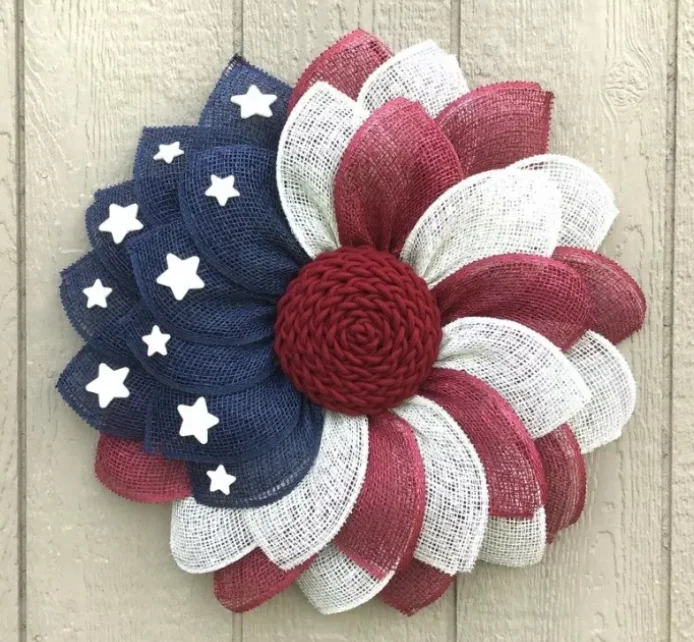 Poly Burlap American Flag Wreath-50% OFF