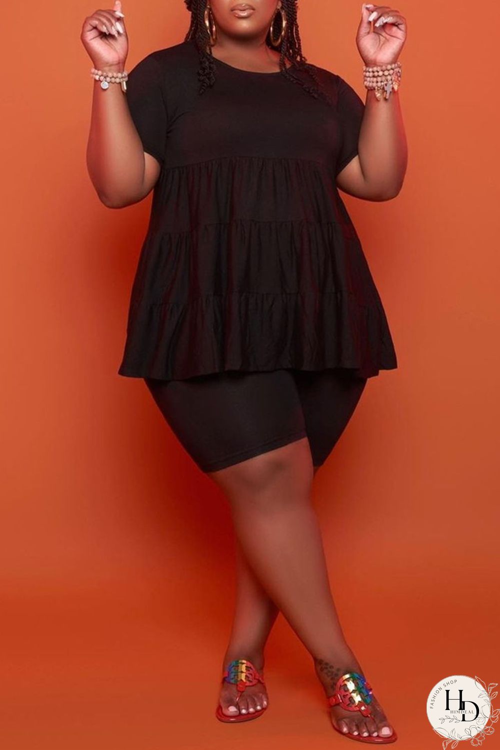 Yellow Fashion Casual Solid Basic O Neck Plus Size Two Pieces