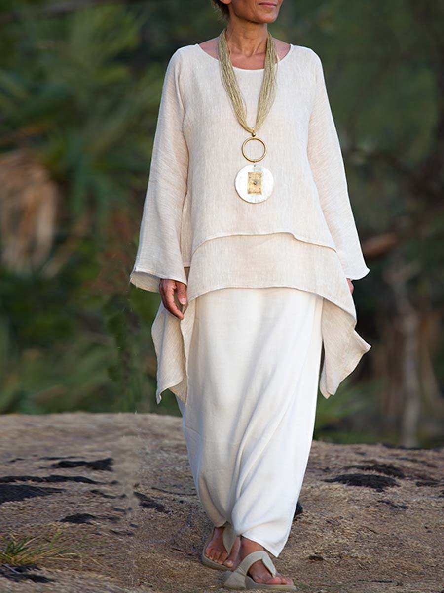 Round Neck Long Sleeve Casual Loose Suit