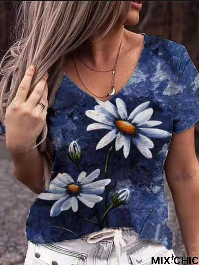 Summer Printed Short Sleeve T-Shirt Women's Top