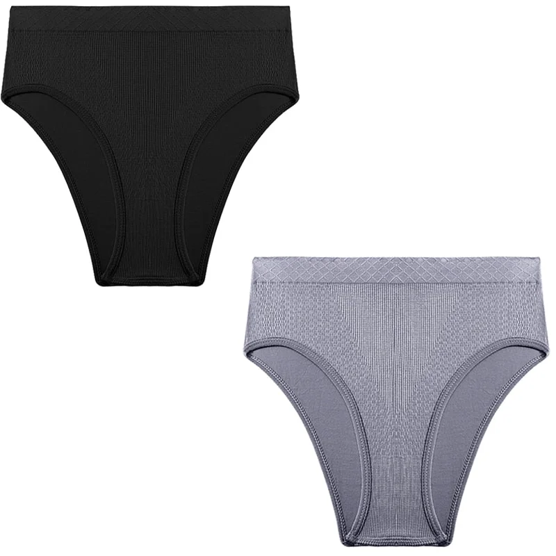 2PCS/Set Seamless Women's Panties Plus Size Underwear Women Briefs Lingeries Cotton Mid-Rise Underpants Panty Intimates