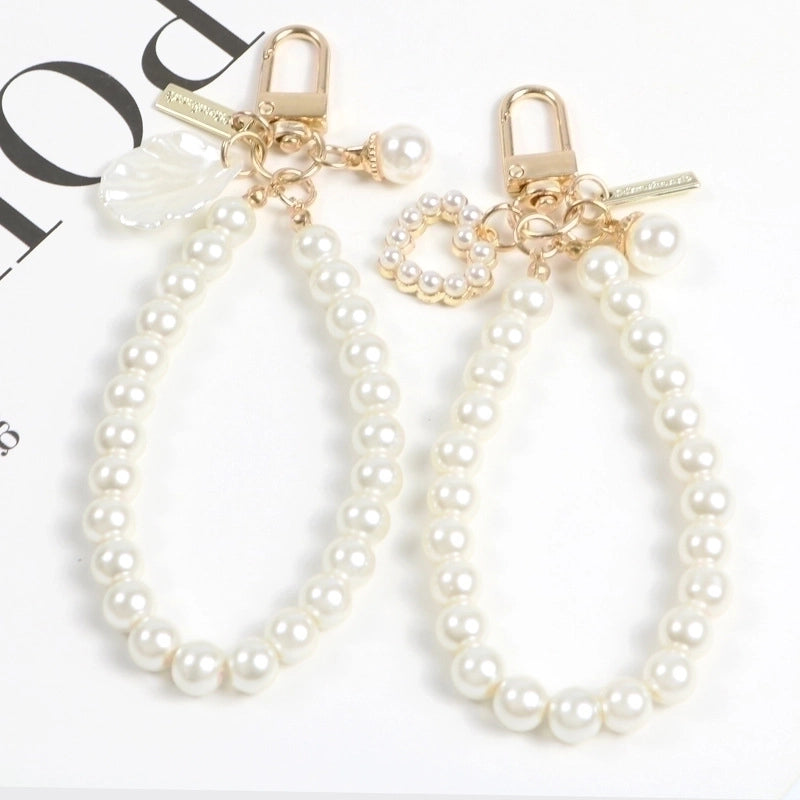 1 Piece Sweet Heart Shape Imitation Pearl Metal Inlay Pearl Women’s Keychain