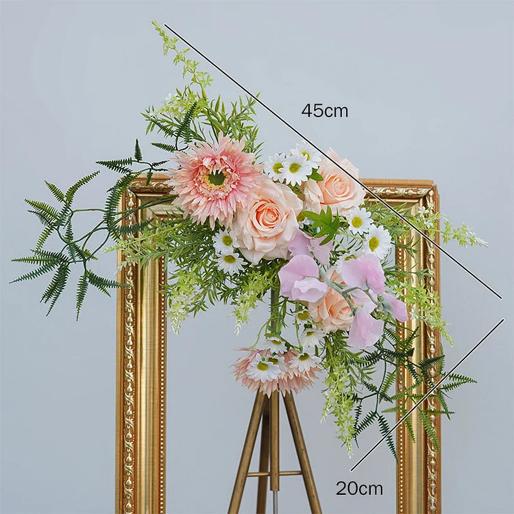 A8238 Wedding Backdrop Frame Decor Daisy Rose Green Leaf Floral