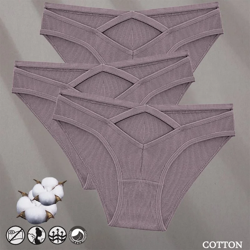 Billionm Women Sexy Cotton Underwear V-Waist Hollow Out Panties Briefs Solid Color Intimates Lingerie Female Comfortable Panty