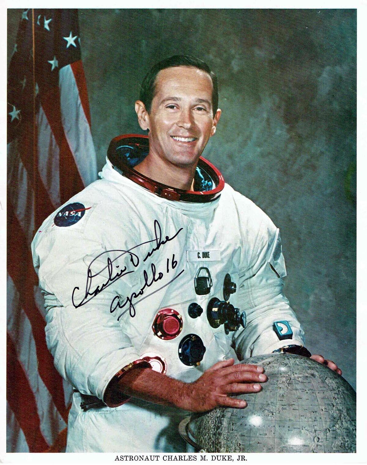 Charlie DUKE Apollo 16 LMP Astronaut Signed Autograph Litho Photo Poster painting COA AFTAL