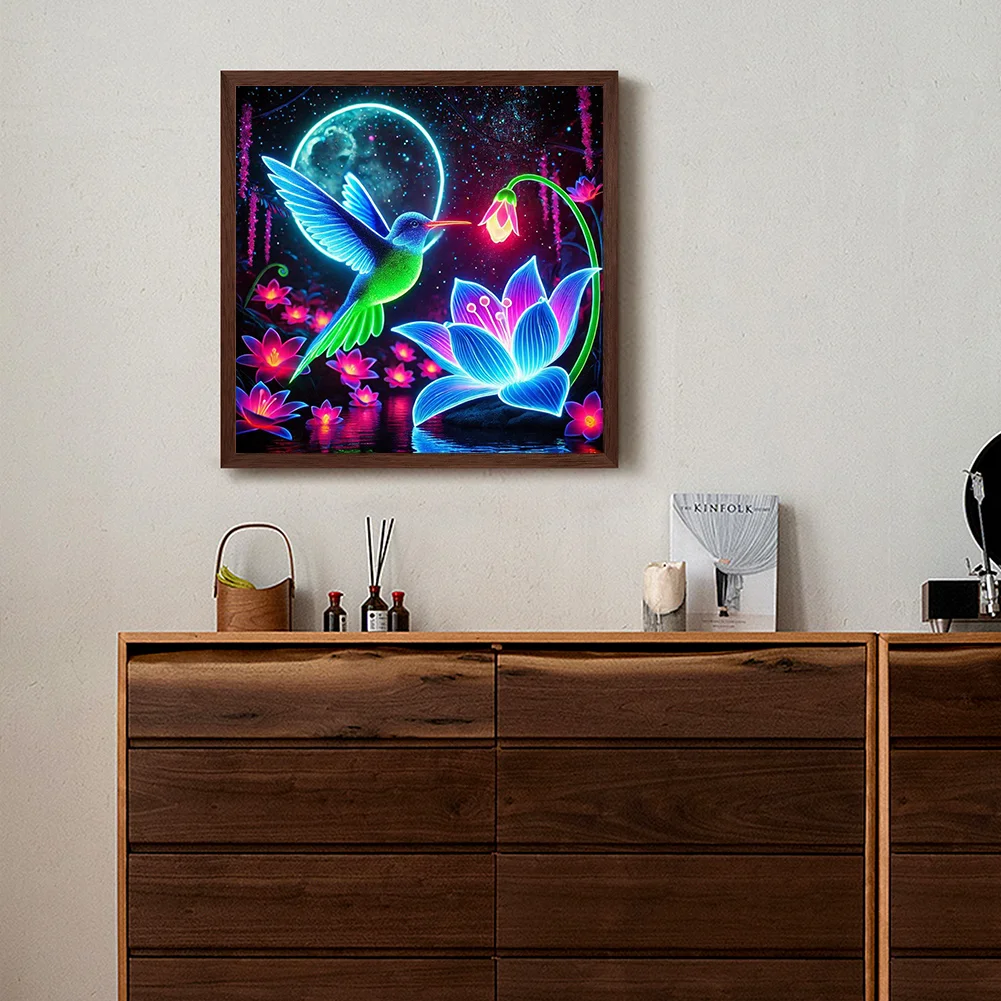 Diamond Painting - Full Round Drill - Flowers Hummingbird(Canvas|40*40cm)