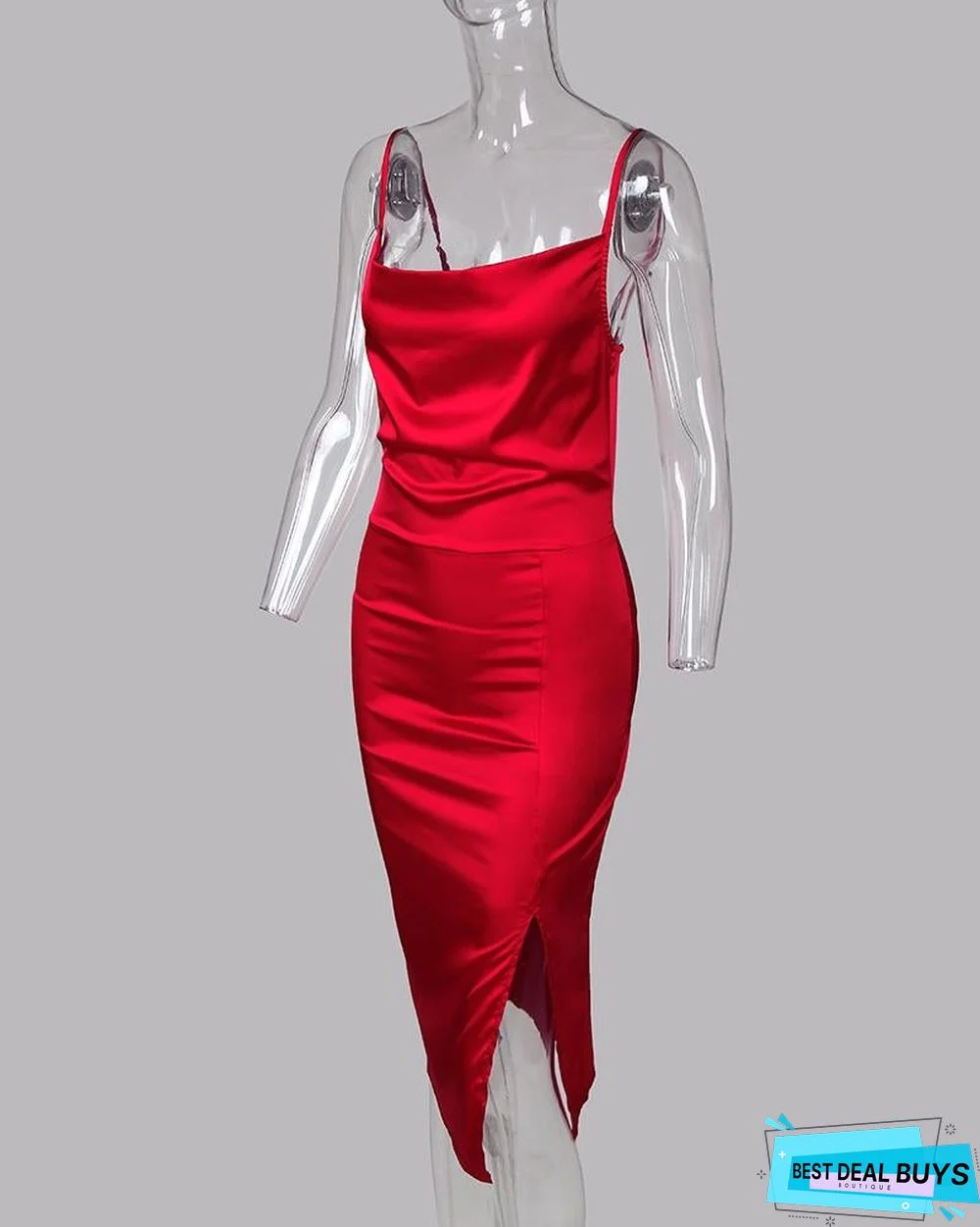 Spaghetti Strap Bodycon Slit Dress