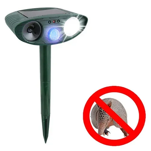 Ultrasonic Armadillo Repeller – Solar Powered and With Flashing Light – Get Rid of Armadillos