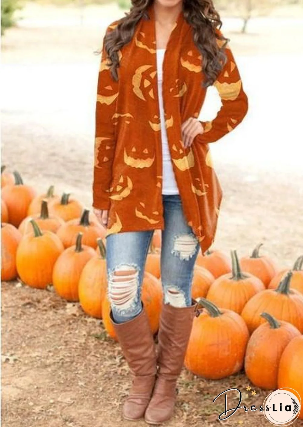Casual Long Sleeve Halloween Cardigan