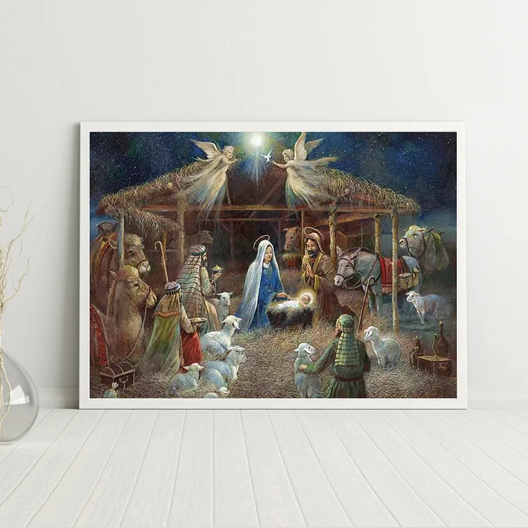 Bethlehem Scene Diamond Painting Rhinestones Mosaic Christmas Religious  Decor