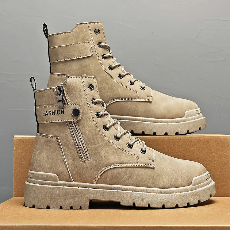 Men's Vintage Distressed Casual Lace-up Boots Radinnoo.com