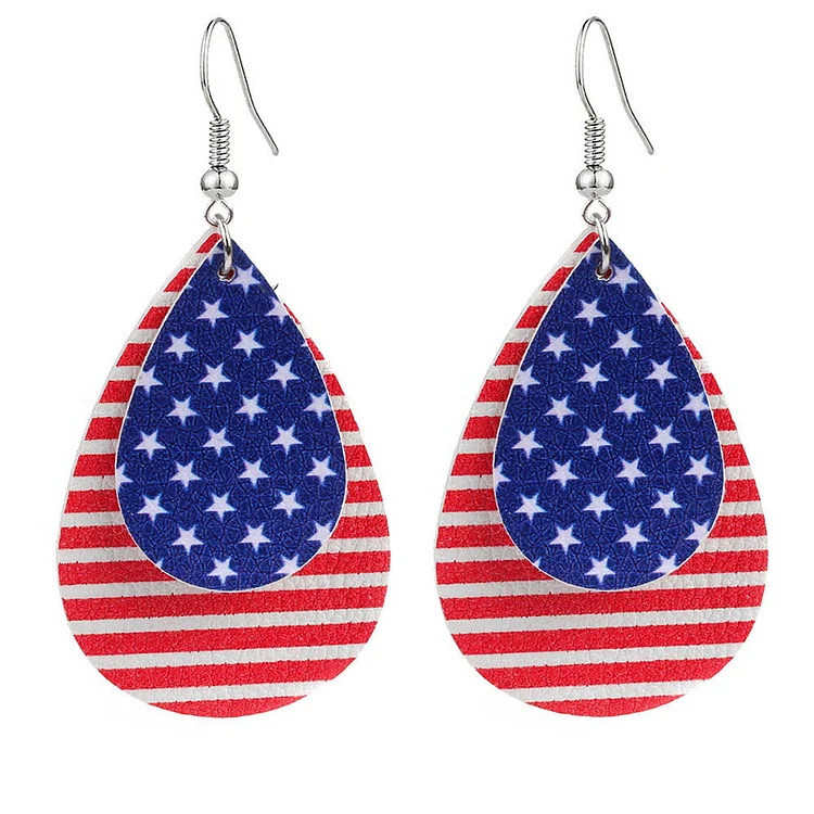 Festival Red Independence Day Water Droplet Earrings