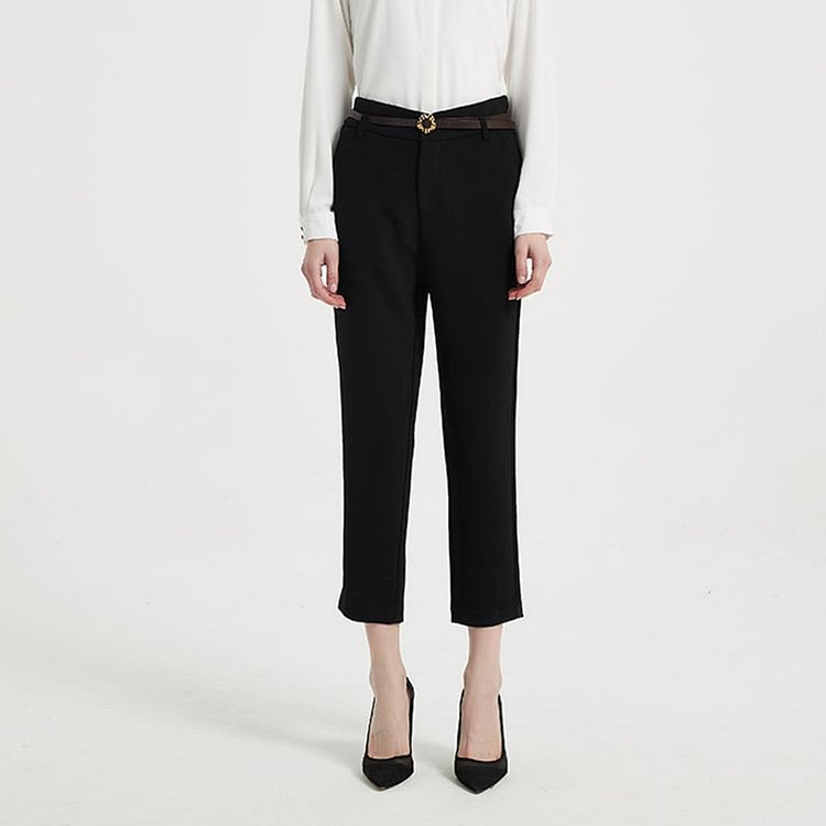 High Waist Casual Slim Nine-point Cigarette Pipe Suit Pants