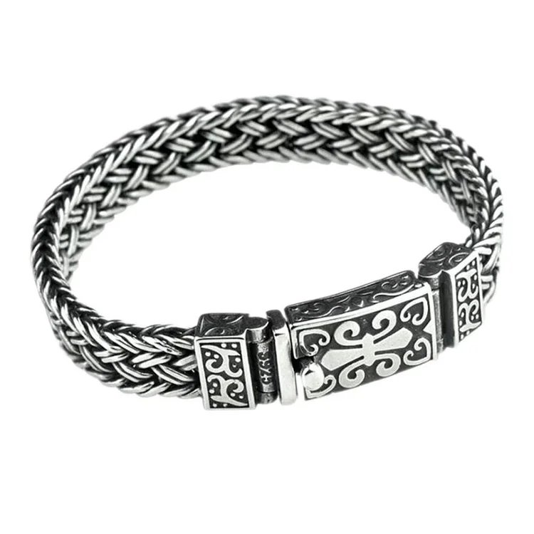 S925 Pure Silver Bracelet for Man Personality Woven