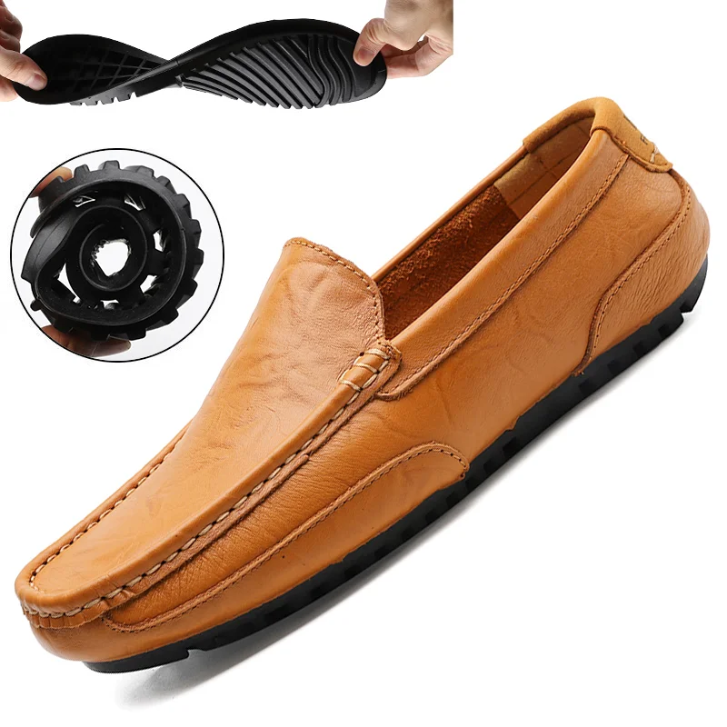 Qengg Leather Men Shoes Luxury Trendy 2021 Casual Slip on Formal Loafers Men Moccasins Italian Black Male Driving Shoes Sneakers