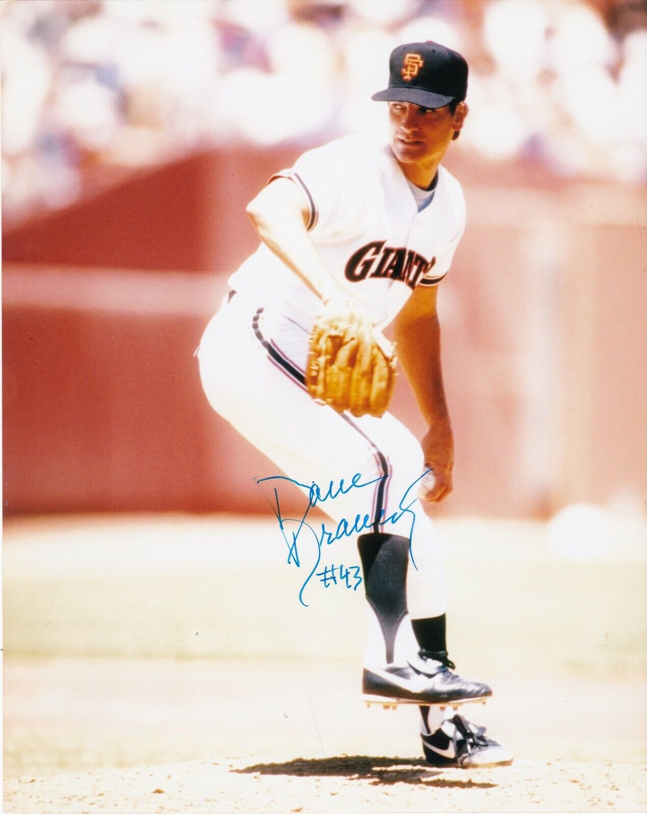 DAVE DRAVECKY SAN FRANCISCO GIANTS ACTION SIGNED 8x10