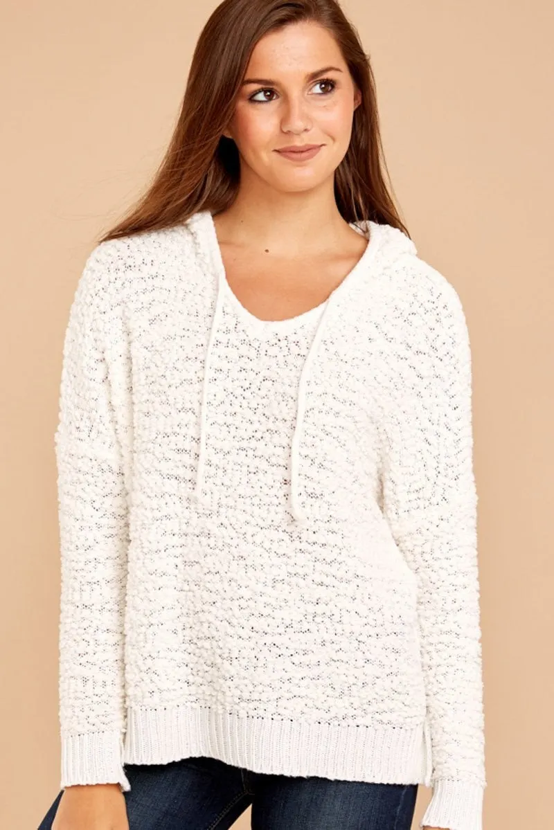 Fitshinling Womens sweaters 2020 winter fashion korean style white pullovers knitwear jumpers solid hooded knitted sweater lady