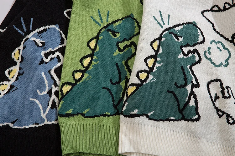 CUTE DINOSAUR KNIT PULLOVER SWEATER