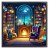 Study Room At Night-11CT Stamped Cross Stitch 45*45cm/17.72*17.72in