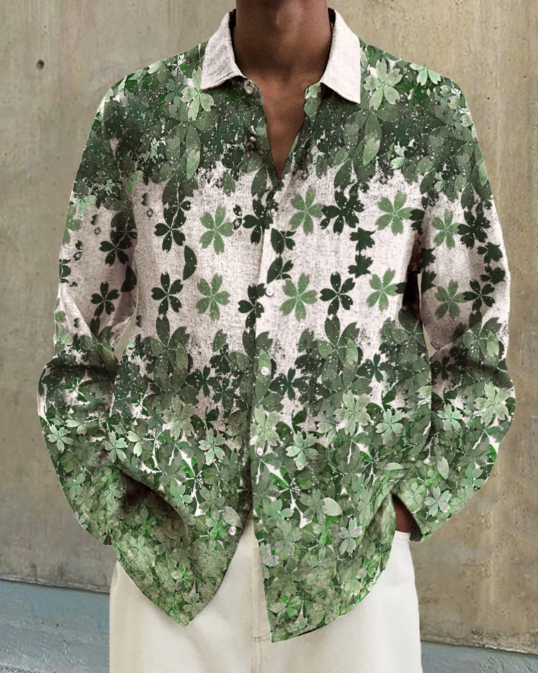 Men's cotton&linen long-sleeved fashion casual shirt cfa7