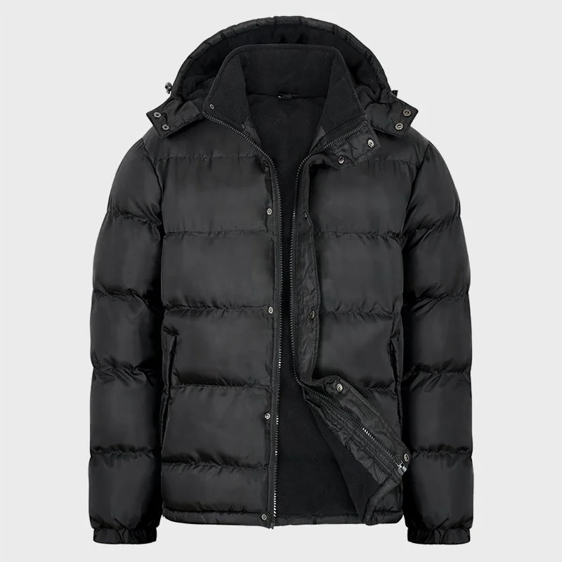 Enlarged Style Fleece Hooded Detachable Down Jacket For Men