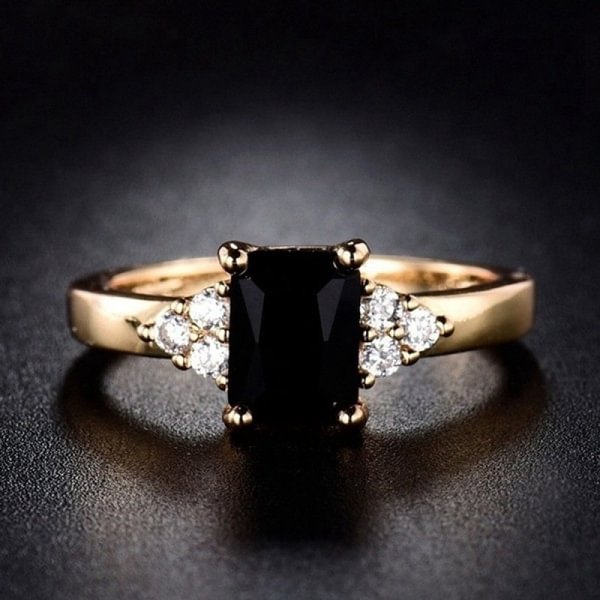 Luxury Domineering Black Gemstone 14K Gold Princess Diamond Ring Natural Red Crystal Jewelry Ring 925 Sterling Silver Ladies Elegant Simple Colorful Stone Square Diamond Engagement Ring Anniversary Birthday Gift Hundred Matching Accessories - Shop Trendy Women's Fashion | TeeYours