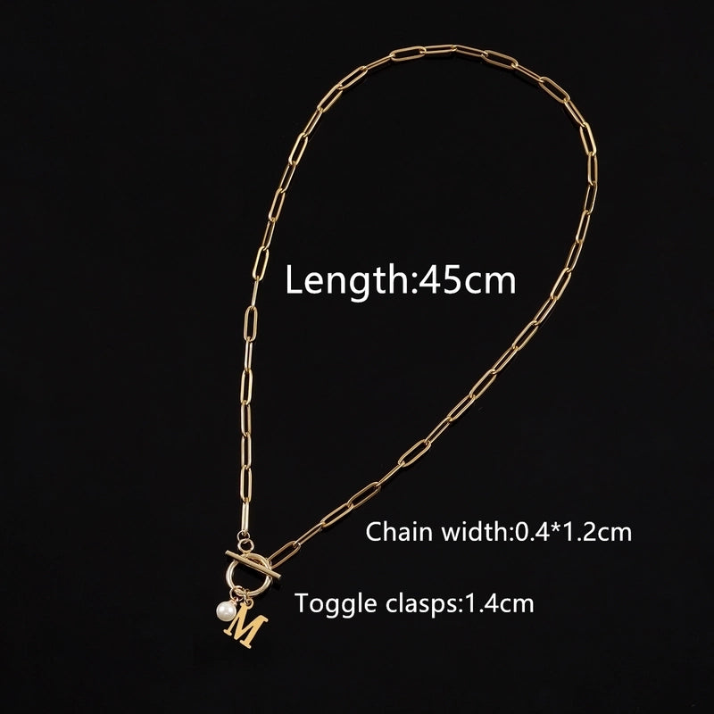 Casual Classic Style Letter 201 Stainless Steel 304 Stainless Steel Artificial Pearl Pendant Necklace
