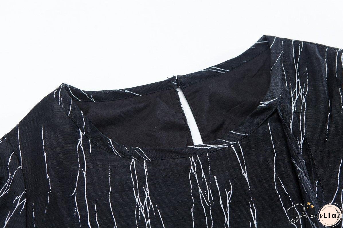 Loose Black Women Round Neck Casual Dress